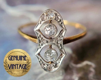 Vintage & Antique 1920s Art Deco Edwardian 0.22 Carat Total Weight Old Mine Cut Diamond Engagement Ring in 18K Rose Gold | TheIdolsEye