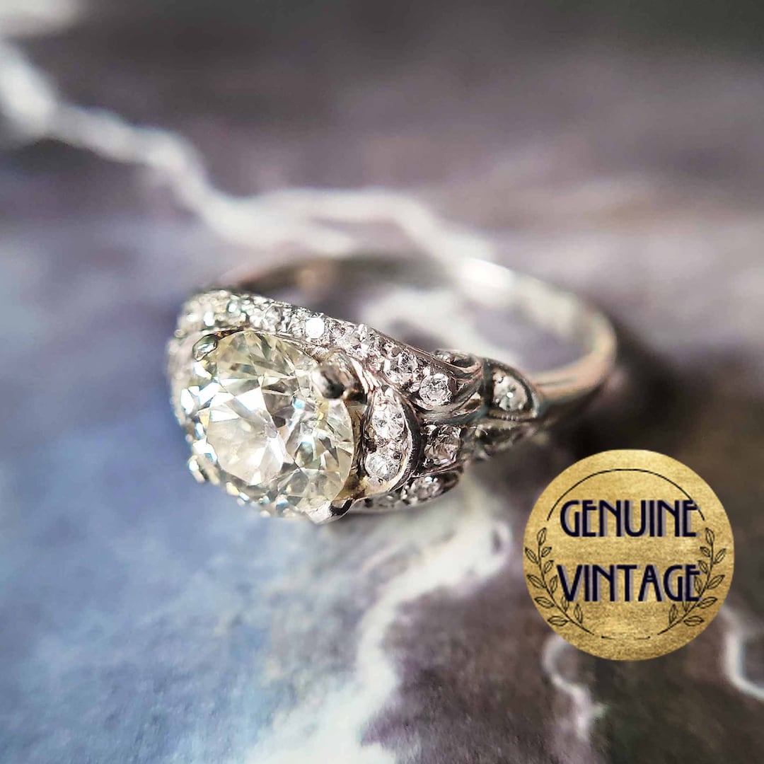 Vintage & Antique 1920s Art Deco Edwardian 2.48 Carat Total Weight Old ...