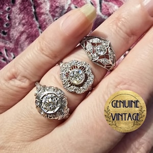 Vintage & Antique 1910s 1920s Edwardian Art Deco Old European Cut Diamond Engagement Rings in Platinum | TheIdolsEye