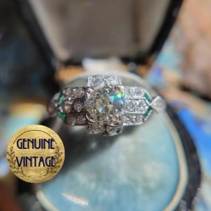 Vintage & Antique 1920s Art Deco Edwardian 1.01 Carat Total Weight Old European Cut Diamond Engagement Ring in Platinum | TheIdolsEye