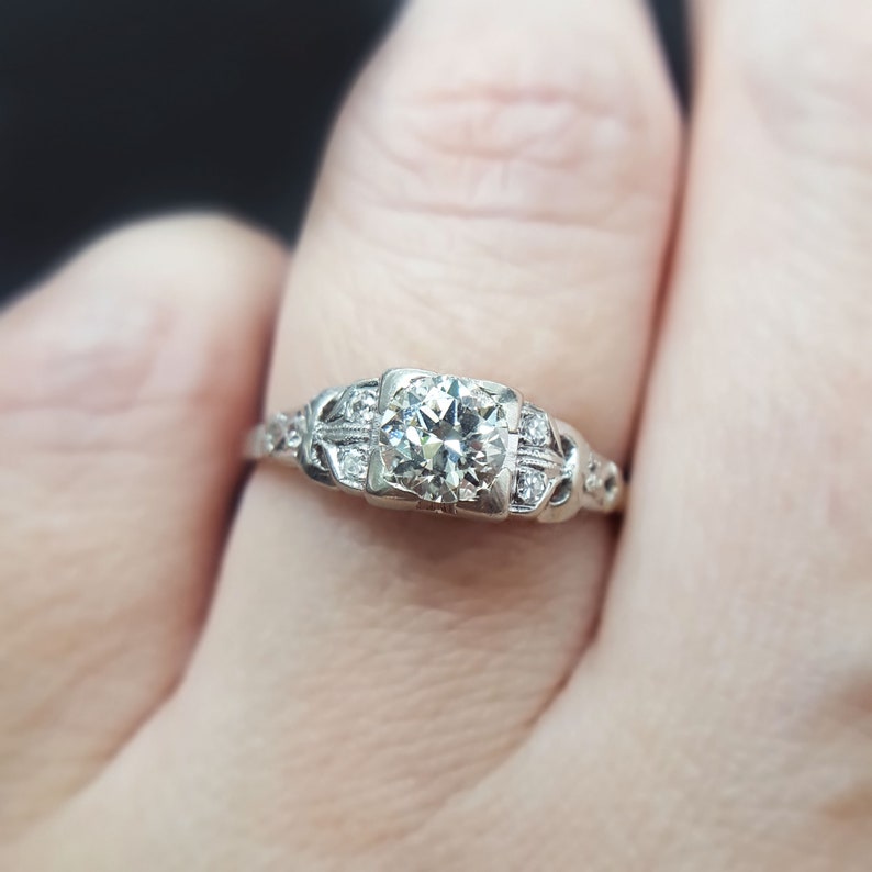 Vintage 1940s Art Deco Engagement Ring Vintage Engagement Etsy