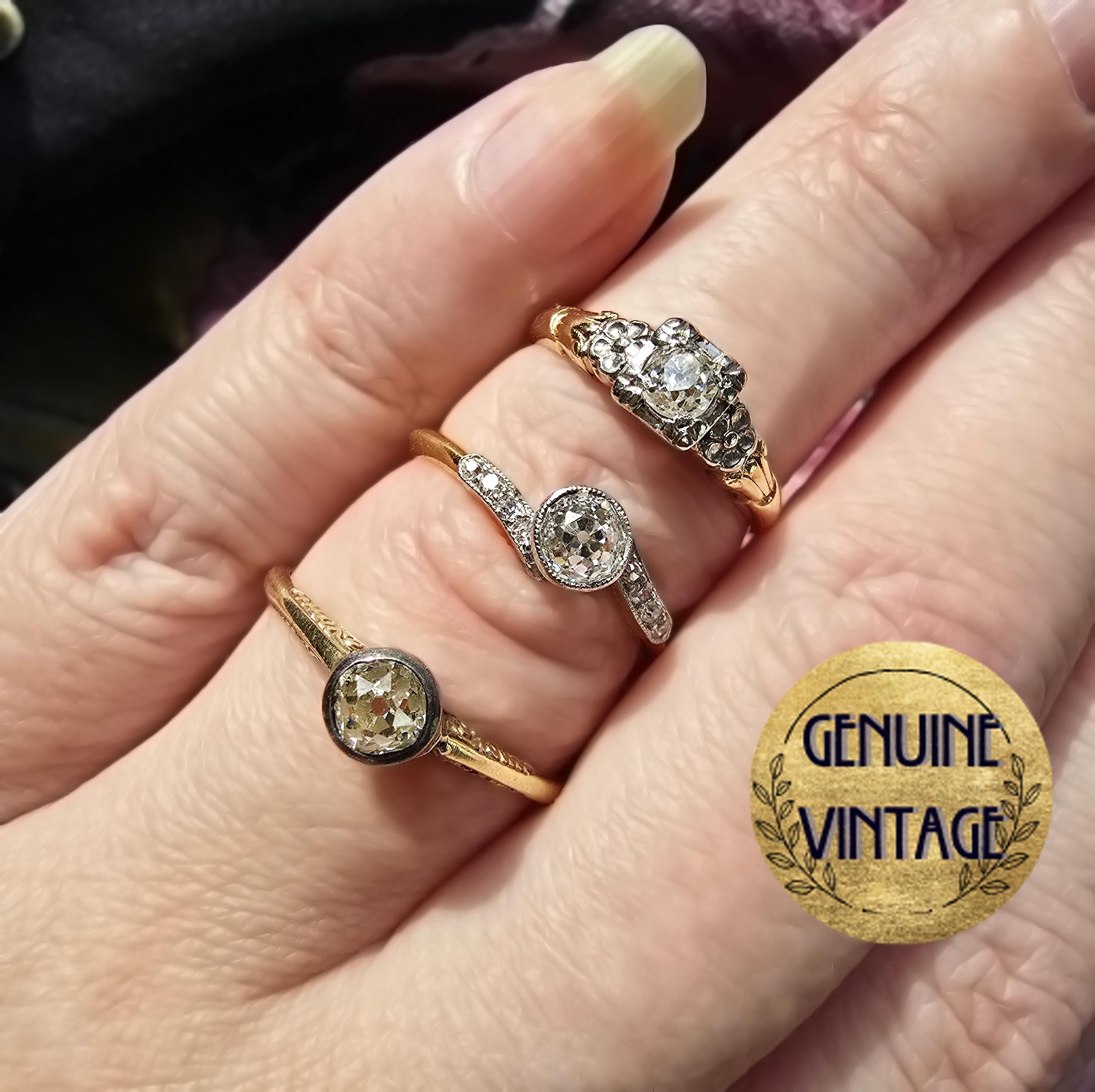 Vintage & Antique 1920s 1930s Edwardian Art Deco Old European Cut Diamond Engagement Rings in Yellow Gold | TheIdolsEye