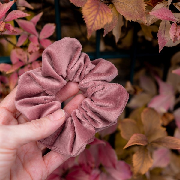 Scrunchie Velvet Dusty Pink Fabric Scrunchie