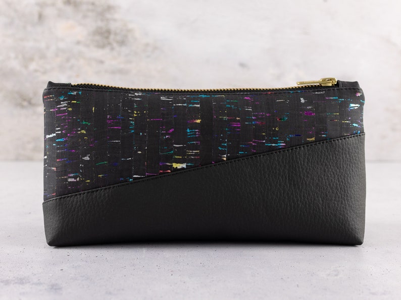 Cork Rainbow Black Cosmetic Bag Pencil Case image 7