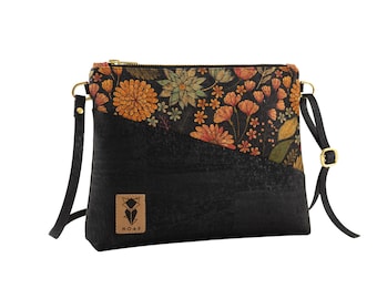 CORK Flower handbag with zip pocket