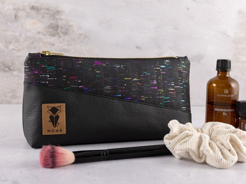 Cork Rainbow Black Cosmetic Bag Pencil Case image 2