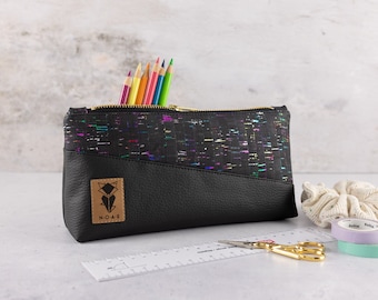 Cork Rainbow Black Cosmetic Bag Pencil Case