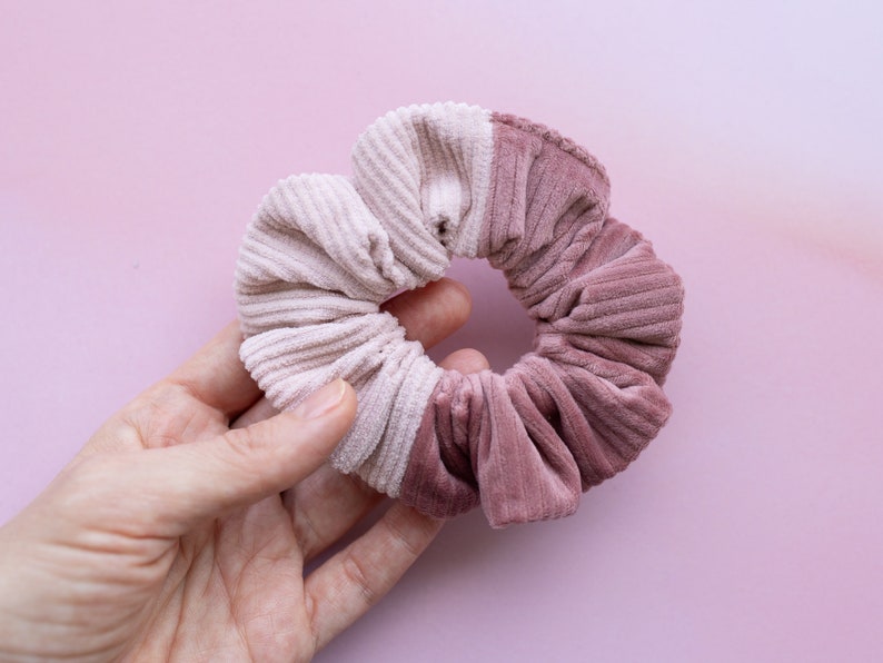 Scrunchie Cord Bicolor Rosé fabric scrunchie made of corduroy old pink and pink image 1