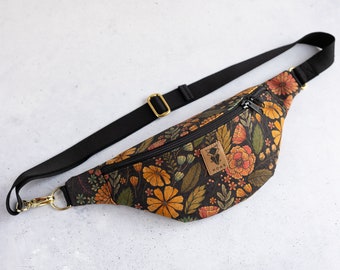 Cork Flower bum bag with zip pocket