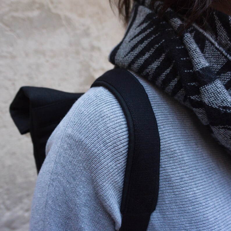Roller backpack Large Cork Black Canvas light grey laptop backpack vegan backpack ladies and gentlemen unisex