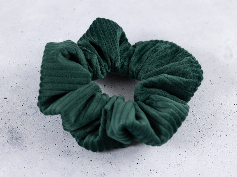 Scrunchie Cord Velvet Forest Green Fabric Scrunchie image 2