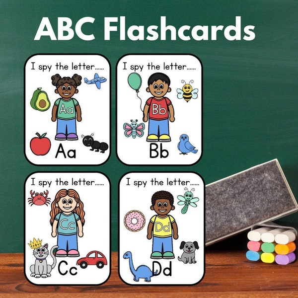 I Spy ABC Flashcards - Online Teaching Props - Preschool/PreK classroom - Instant Download