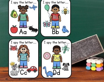 I Spy ABC Flashcards - Online Teaching Props - Preschool/PreK classroom - Instant Download