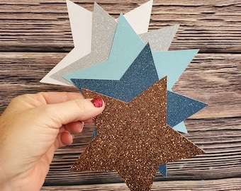 Neutral Glitter Stars (Set of 5) -- Online Teaching Reward -- Glitter Die Cuts -- Bulletin board decor