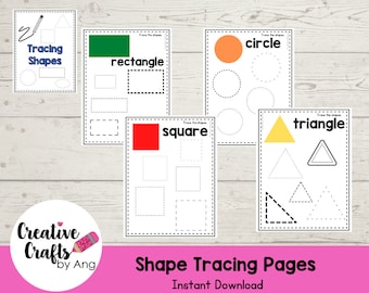 Shape Tracing - INSTANT DOWNLOAD - Preschool Activity, Kindergarten Activity, Homeschool, Distance Learning