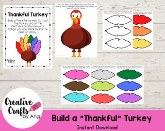 Build a "Thankful" Turkey - INSTANT DOWNLOAD - Preschool Activity, Kindergarten Activity, Homeschool, Distance Learning
