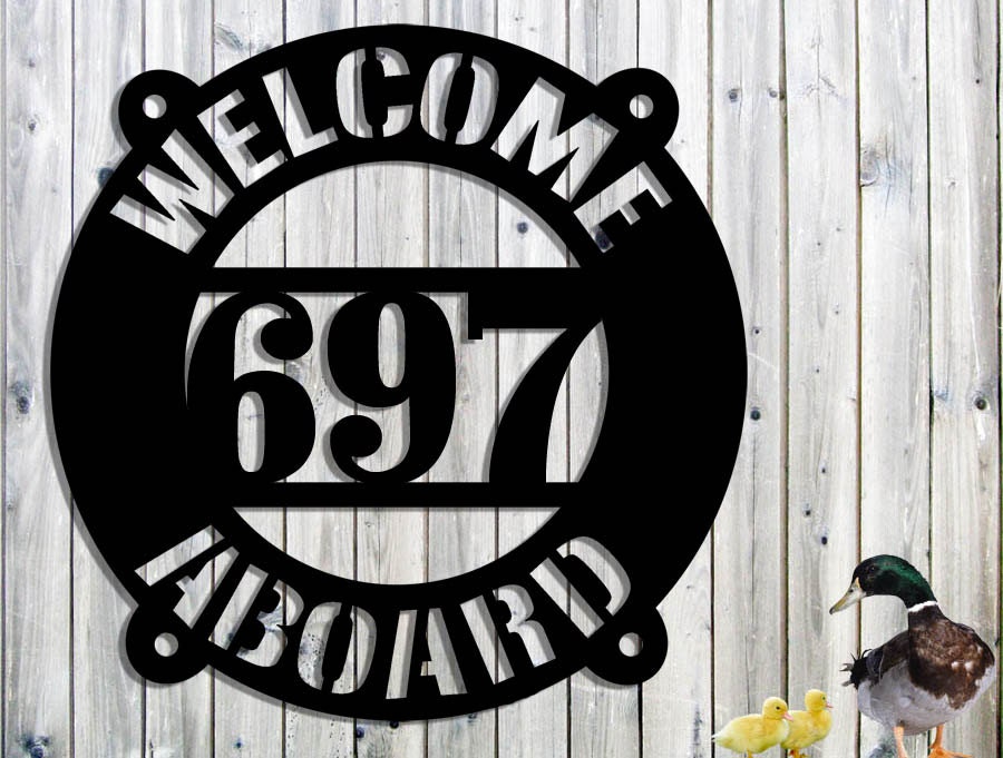 Aboard Custom Address Sign Dock Numbers 22w x 22h Etsy