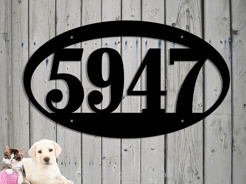 Oval Address Sign 14 x 8 With 4 1/2 Inch Numbers Large House Etsy