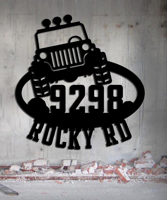 Jeep Off Road Address Custom Metal Sign With Large House Etsy