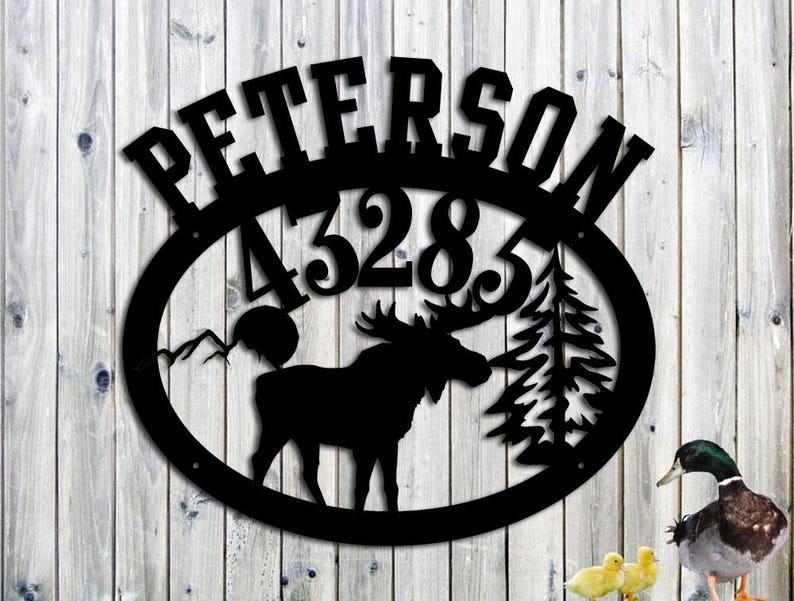 23w x 20 34 h LARGE SIGN Moose Personalized Address Custom Metal Sign House Number Hand Made