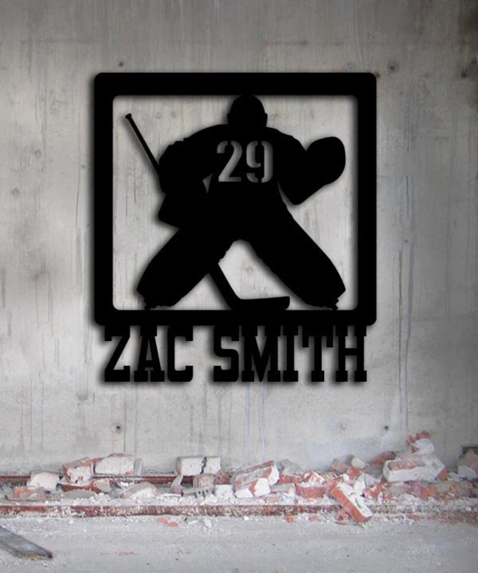 Hockey Sign Goalie Custom Metal Sign Man Cave Hockey Etsy
