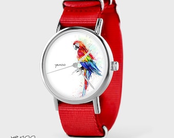 Zegarek yenoo - Papuga - czerwony