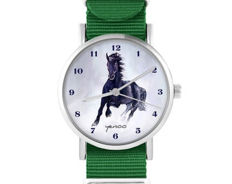 Reloj - Caballo negro - verde