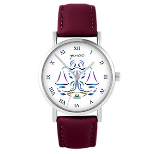 Reloj Yenoo - Escala - cuero, burdeos
