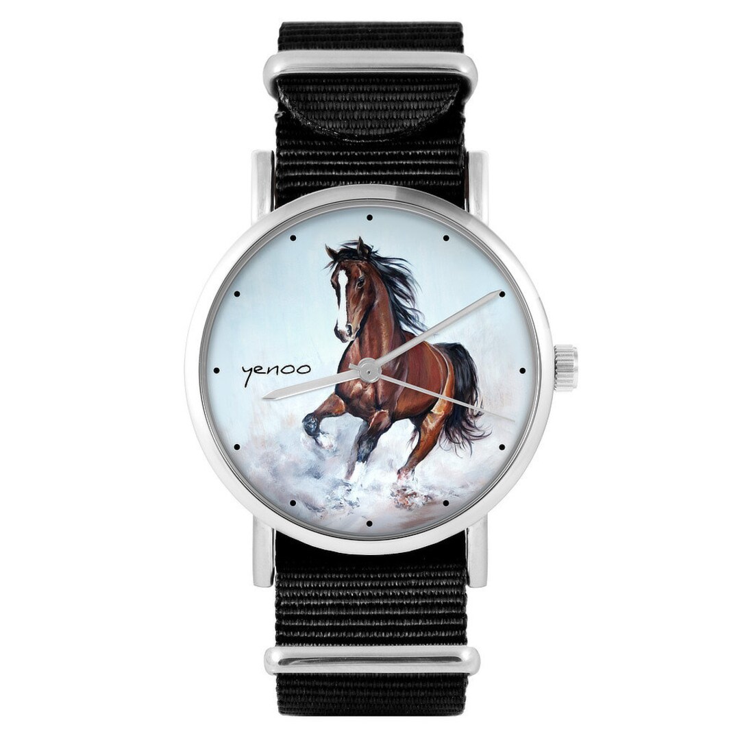 Horloge Bruin paard zwart Etsy Nederland