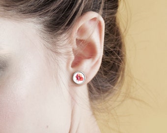 Mini boucles d'oreilles - Coquelicot - clous, graphiques