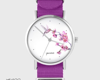 Yenoo Armbanduhr - Hummingbird, marks - magenta