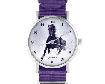 Reloj Yenoo - Caballo negro - violeta