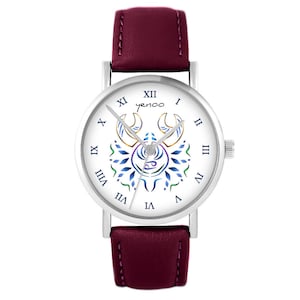 Yenoo watch - Rak - leather, burgundy