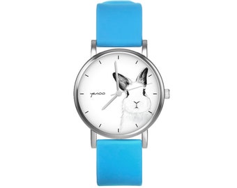Small watch - Rabbit - silicone, blue