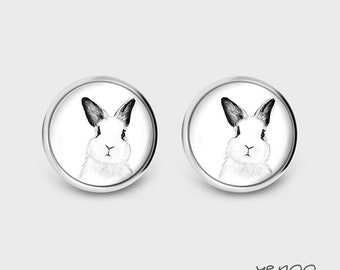 Boucles d'oreilles puces - Lapin - graphisme