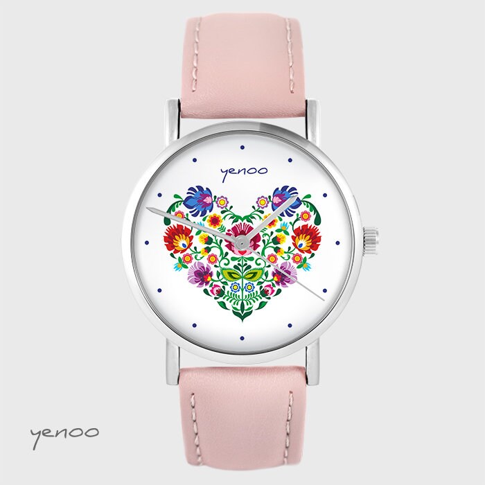 Yenoo Watch - Folk Heart - rose quartz