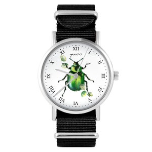 Bracelet Watch - Green beetle - black