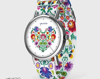 Yenoo Watch - Folk heart - folk white