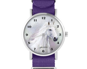 Montre - Cheval blanc - violet