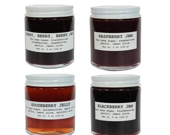 Four Pack Bramble Berry Collection of 5 oz jars of Artisanal Naturally Grown Jams & Jellies