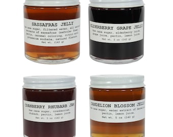 Four Pack Traditional Collection of 5 oz jars of Artisanal Naturally Grown Jams & Jellies