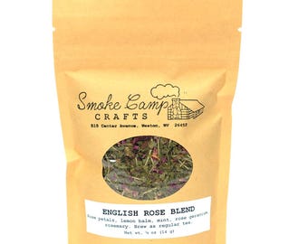 English Rose Blend Herbal Tea, 1/2 oz (14g) Pouch or Jar by Smoke Camp Crafts