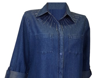 denim button up tunic