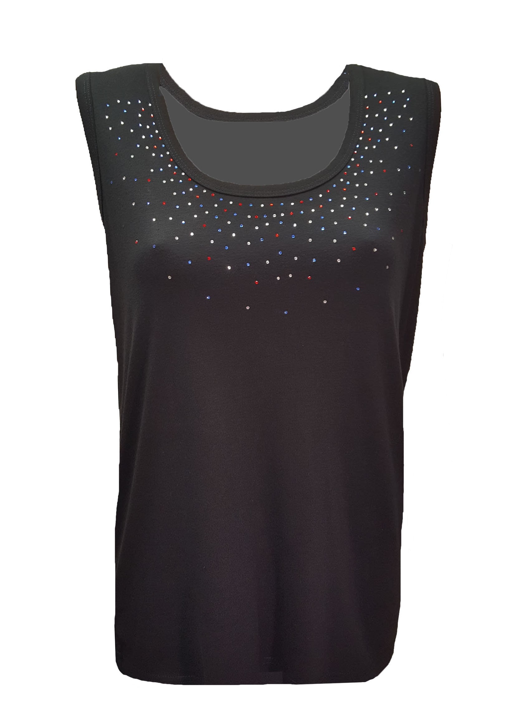 4th July Red White Blue Bling Tank Top with Rhinestones. Soft flexible