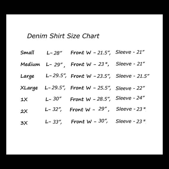 Paper Denim And Cloth Size Chart