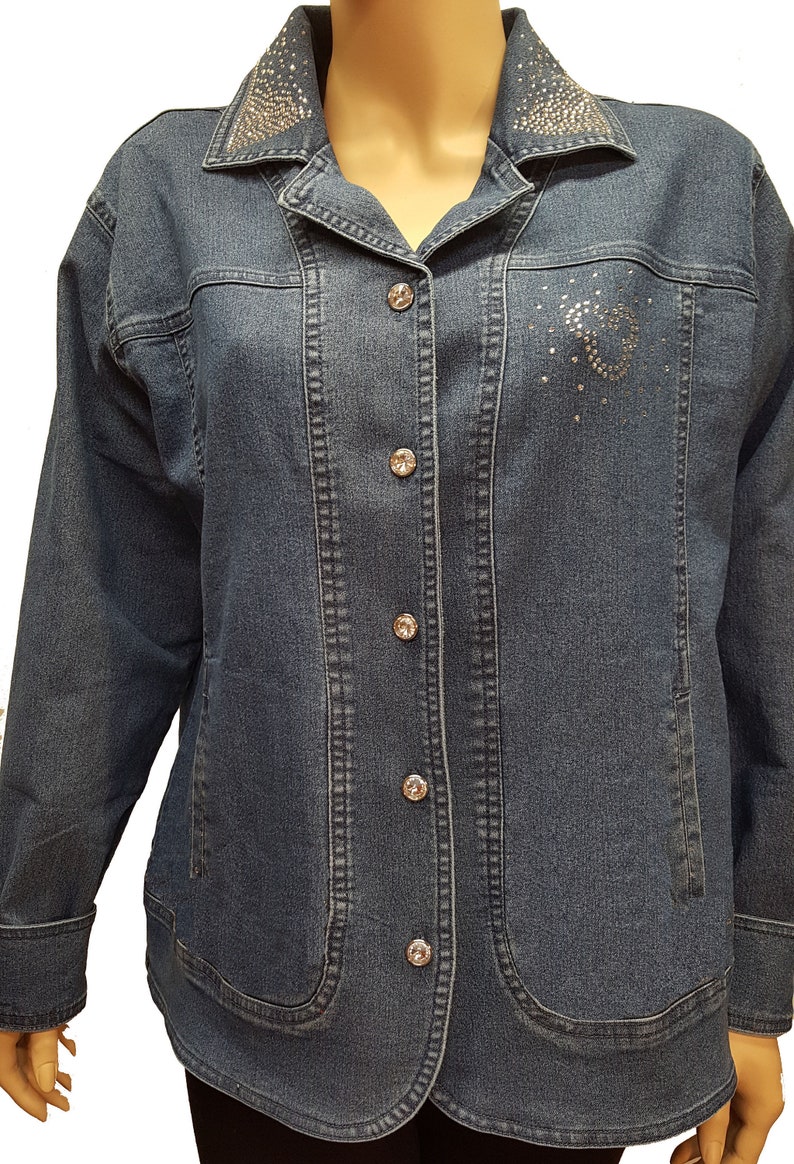 Mickey Mouse Denim Bling Jacket Long Sleeves Pockets and - Etsy