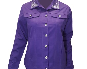 womens purple denim jacket