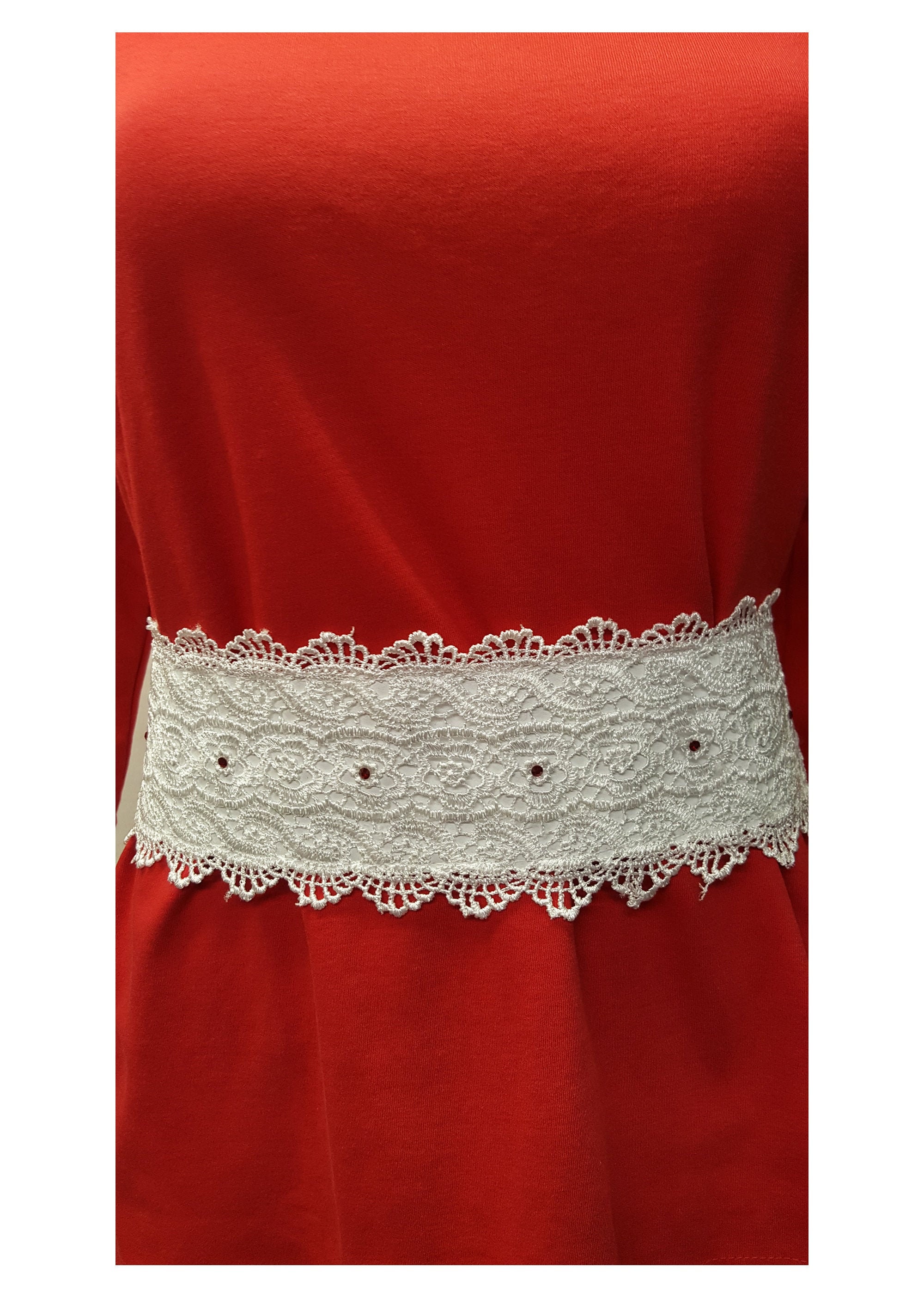 white lace belt