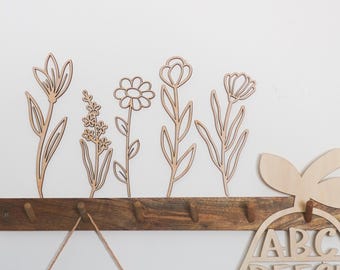 Wooden Flower Wall Decor – Daisy Nursery Art, Set of 5