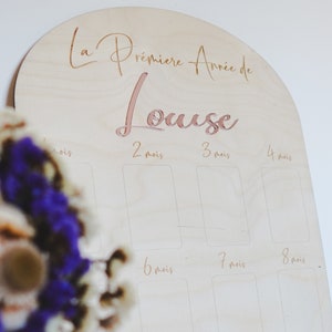 Panneau Ma Première Année - Mon 1er Anniversaire Décoration Baptême - Tableau Photo Personnalisé 1 An Bébé Personnalisé Cadeau de Naissanc